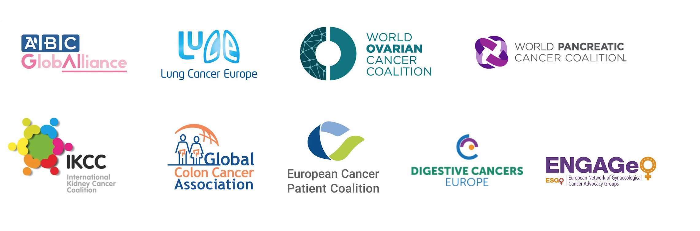 NNSC_Partners-Global联盟, 肺癌欧洲, Word ovarian, Word pancreatic, IKKC, 全球硬币癌症协会, 欧洲癌症患者, Digestive cancer, ENGAGe